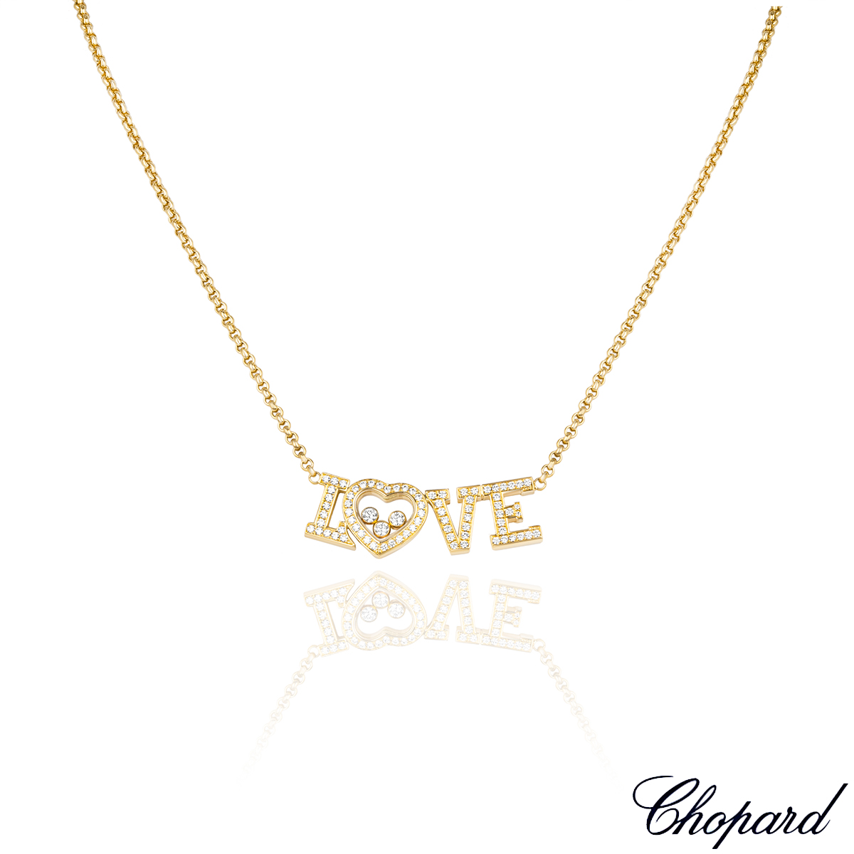 Chopard Yellow Gold Happy Diamonds Love Necklace 81/4785-020